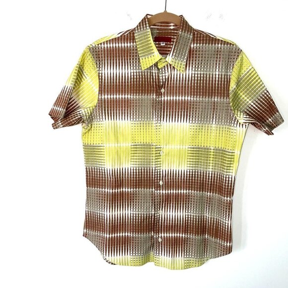 Envelop Jim Smith Button Front Shirt Mens Size Small S Cotton Short Sleeve Green - Picture 7 of 9
